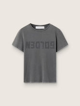 GOLDEN W'S SLIM T-SHIRT DISTRESSED COTTON JERSEY WITH LOGO