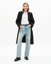 Manteau Mi Long Avec Details Surpiqure - Black