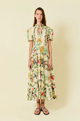 Vestido Cuello Tirilla Flores