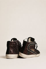 SLIDE GLITTER UPPER SUEDE TOE AND LIST LEATHER STAR