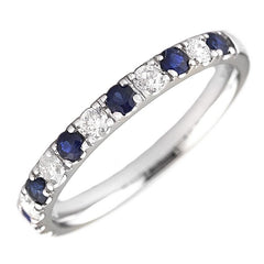 Anillo oro blanco, brillantes y zafiros