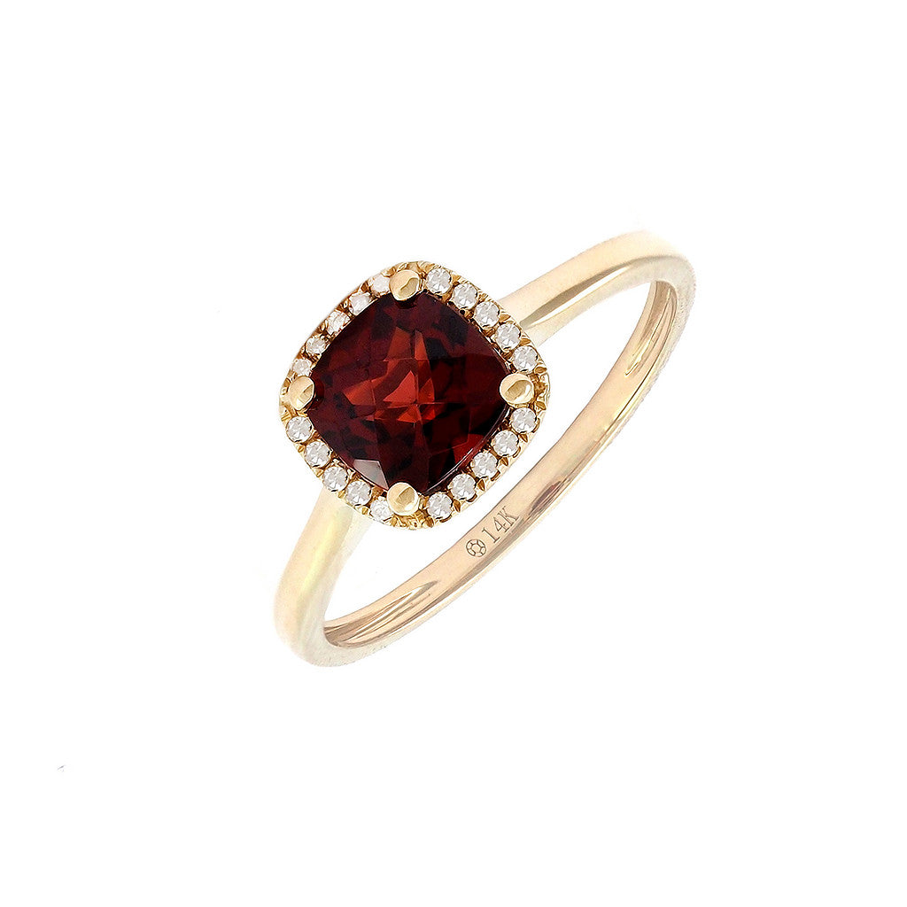 ANILLO GRANATE RODEADO BRILLANTES