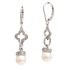 Aro Colgante Plata y Brillantes con Perla