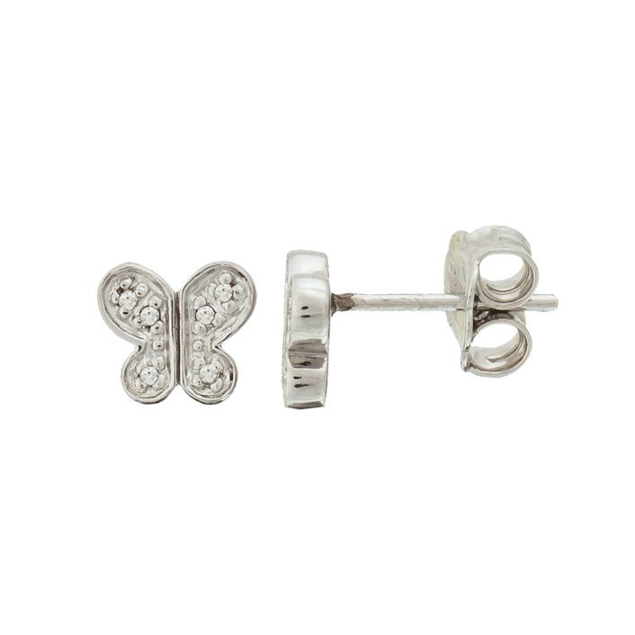 Aros Plata Mariposa con Brillantes