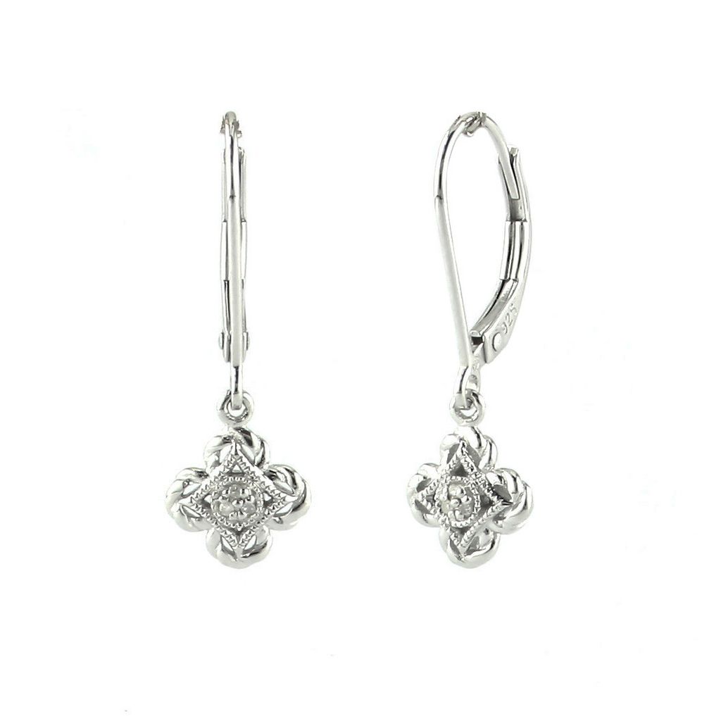 Aros plata con pieza colgando con brillantes