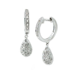 Aros Plata y Brillantes Argolla y Gota Pavé