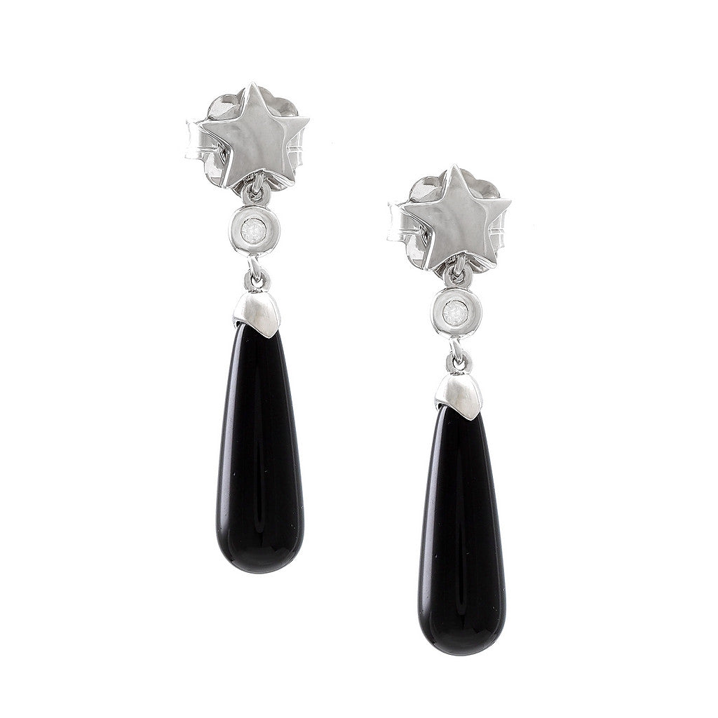 AROS PLATA ESTRELLA Y ONIX COLGANTE
