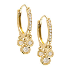 Aros Argollita con 3 Brillantes Colgando