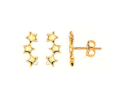 Aros tipo climber 3 estrellitas oro 14k