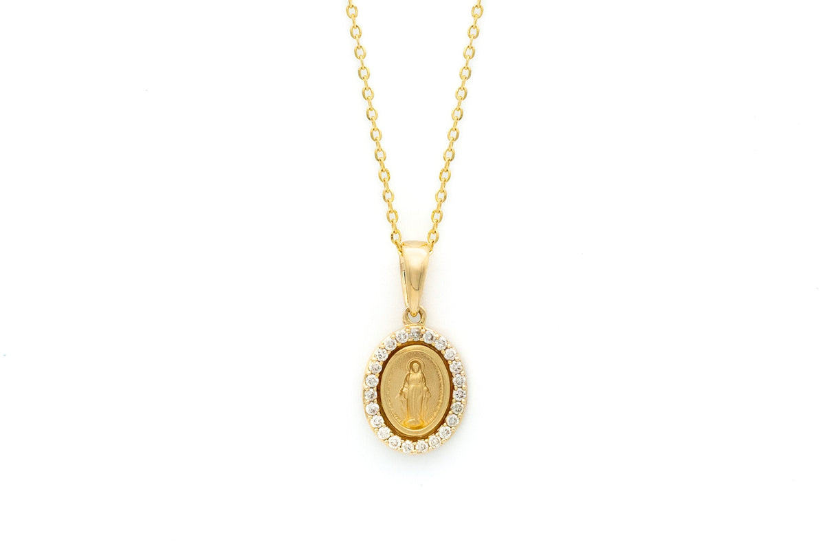 Collar virgen milagrosa rodeada de brillantes