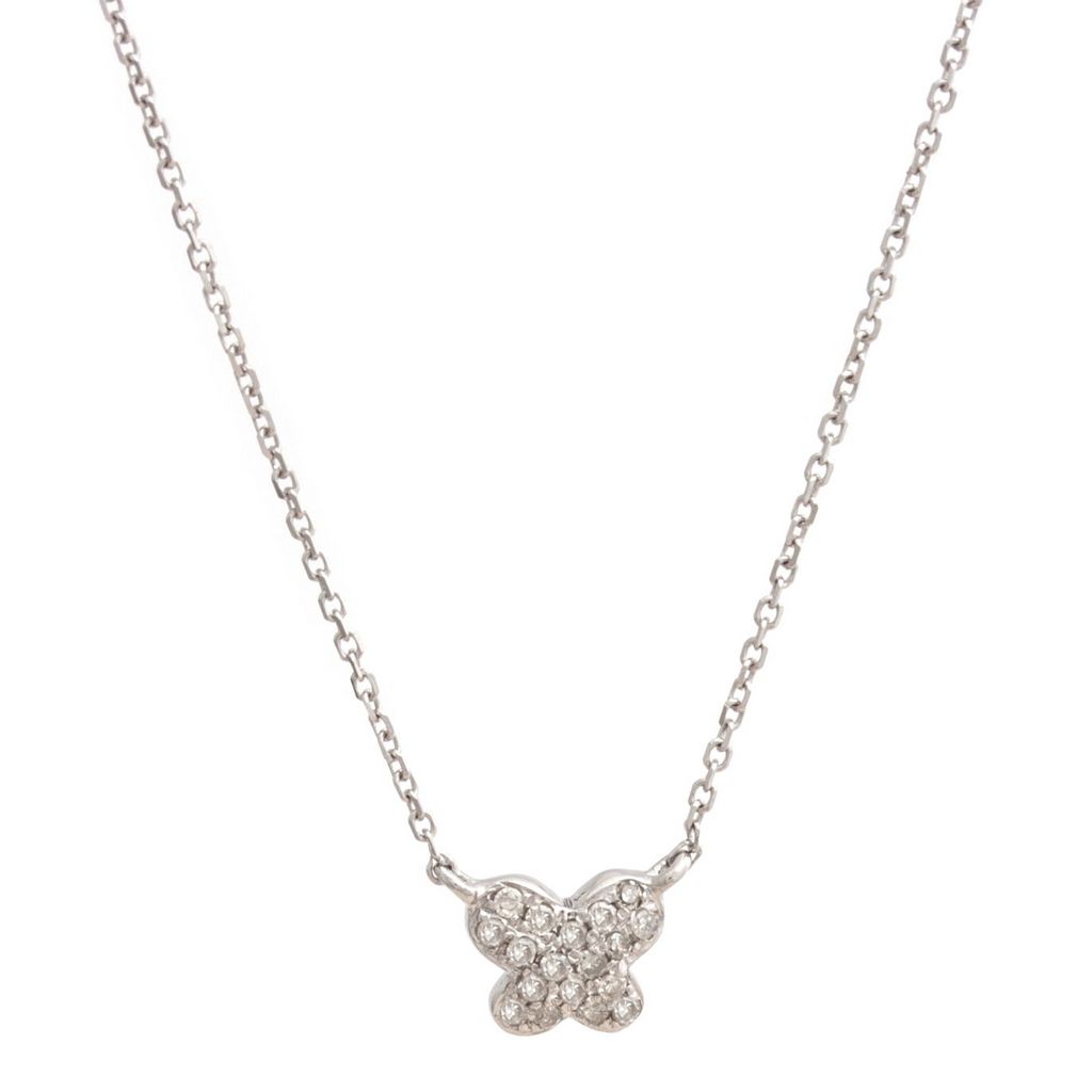 Collar oro blanco trébol con brillantes