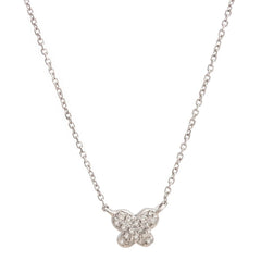Collar oro blanco trébol con brillantes