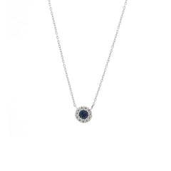 Collar zafiro rodeado con brillantes 14K.