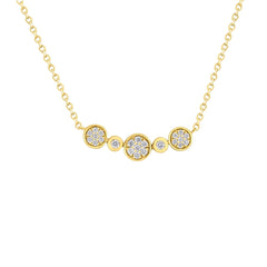 Cadena con 3 circulos pave y brillantes entre medio
