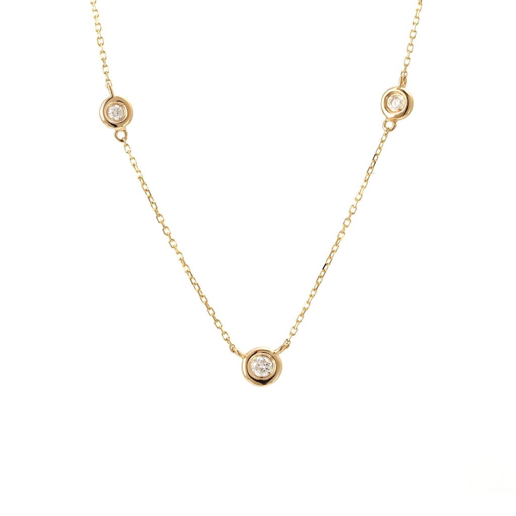 Cadena Oro Amarillo 14k  con 3 Brillantes