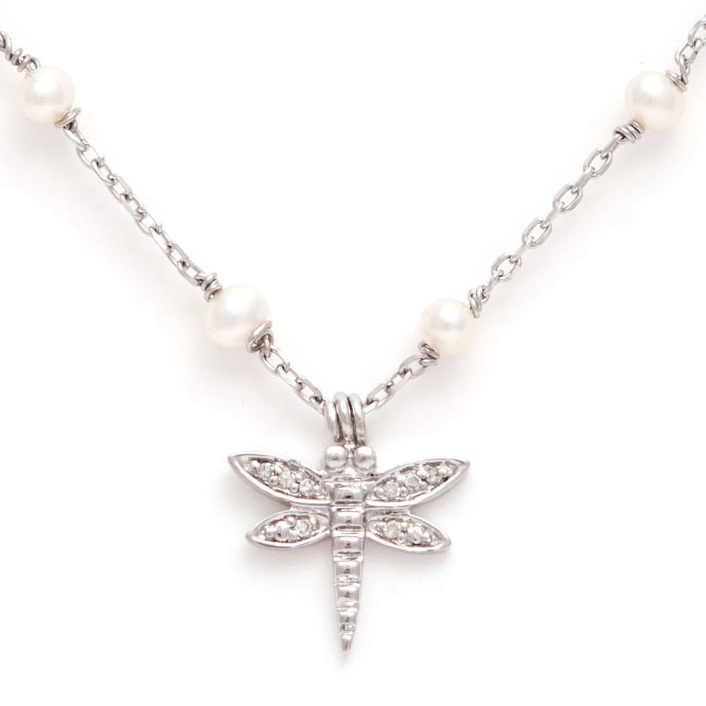 COLLAR PLATA, PERLAS Y BRILLANTES LIBELULA