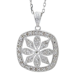 COLLAR PLATA Y BRILLANTES FLOR CUADRADO
