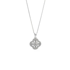 Cadena con colgante tipo flor, plata con brillantes