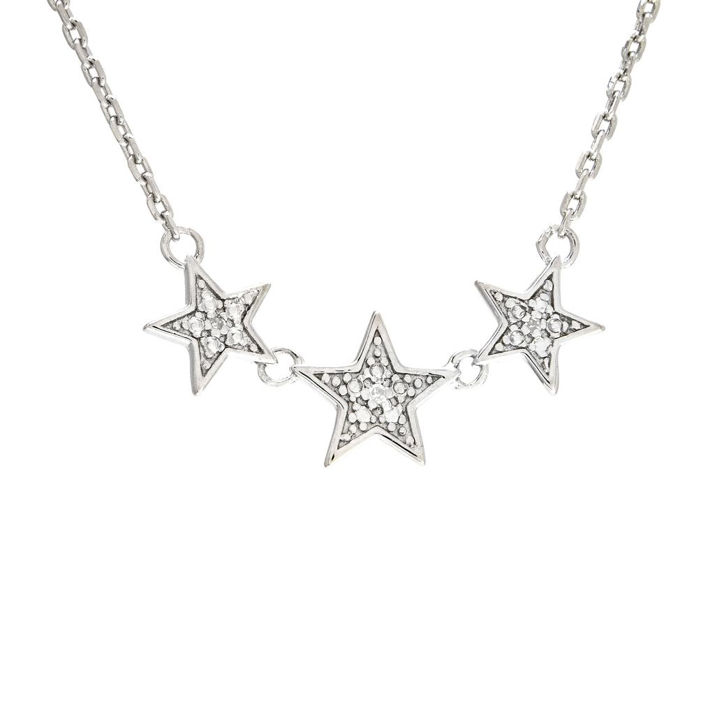 COLLAR PLATA Y TRES ESTRELLAS CON BRILLANTES