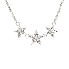 COLLAR PLATA Y TRES ESTRELLAS CON BRILLANTES