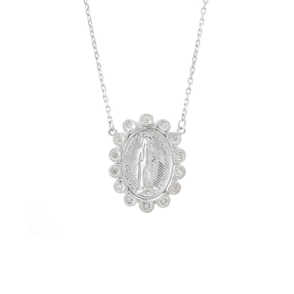 COLLAR PLATA Y BRILLANTES VIRGEN