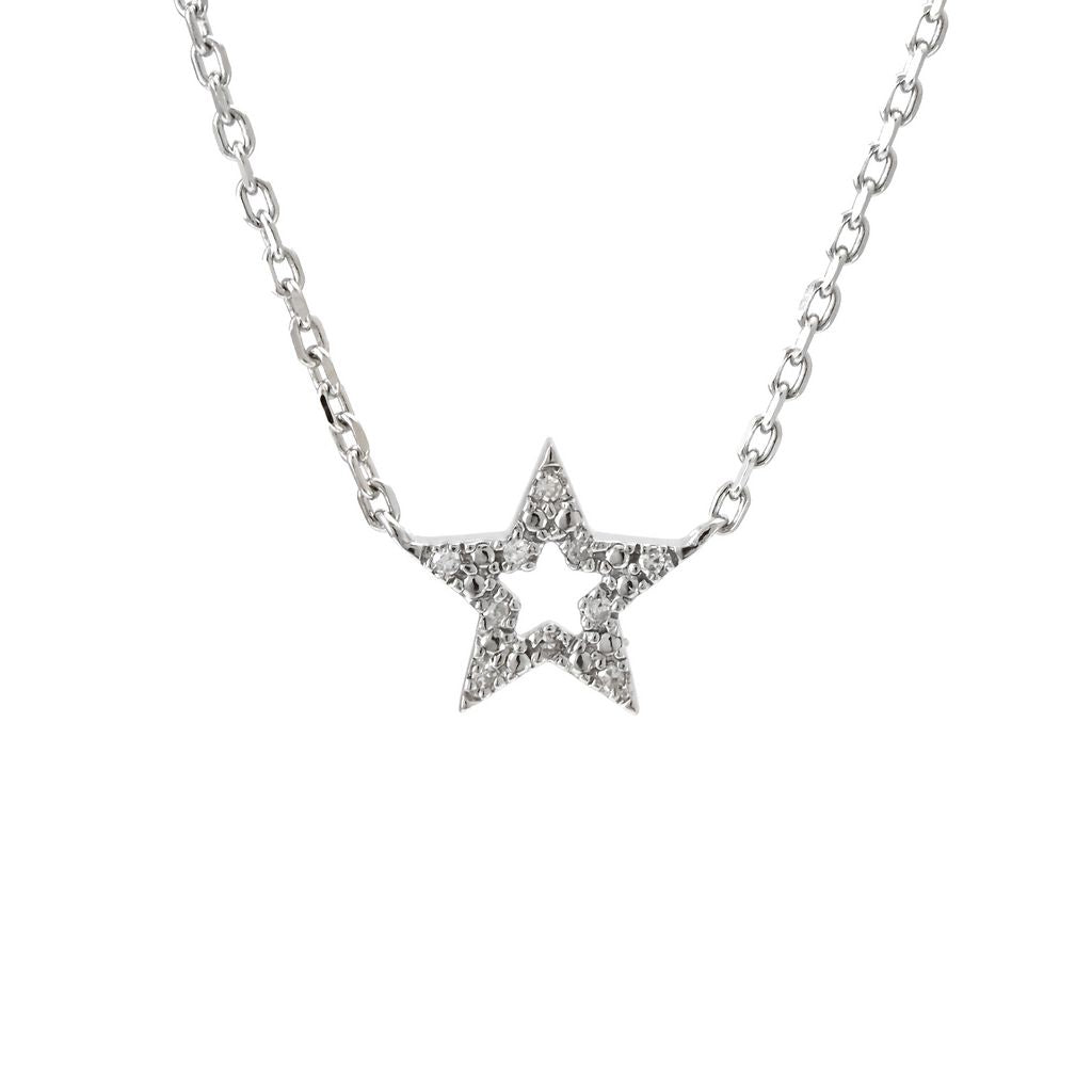 Collar plata, estrella con brillantes