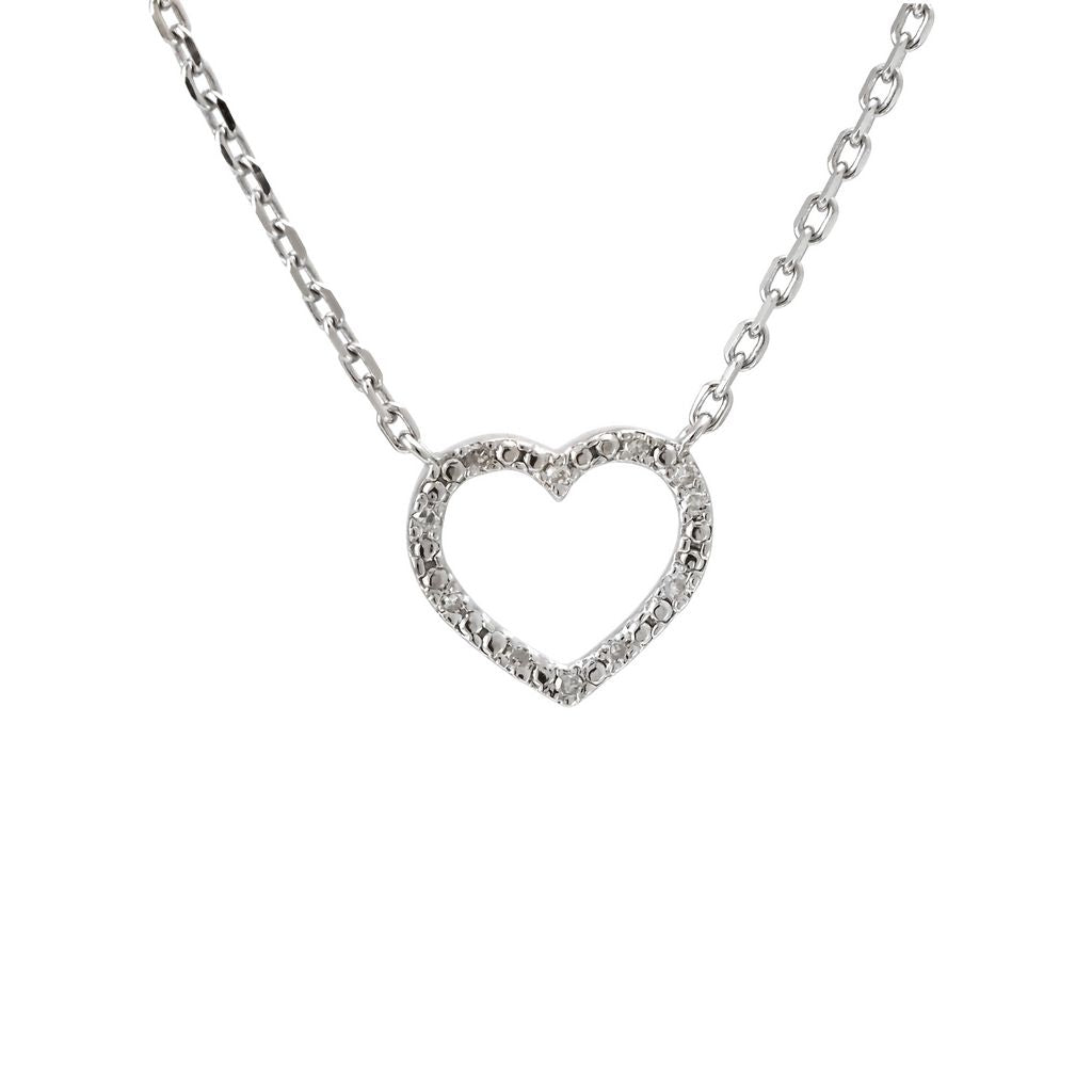 Collar plata, corazón con brillantes
