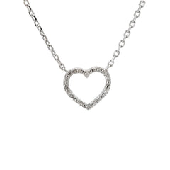 Collar plata, corazón con brillantes