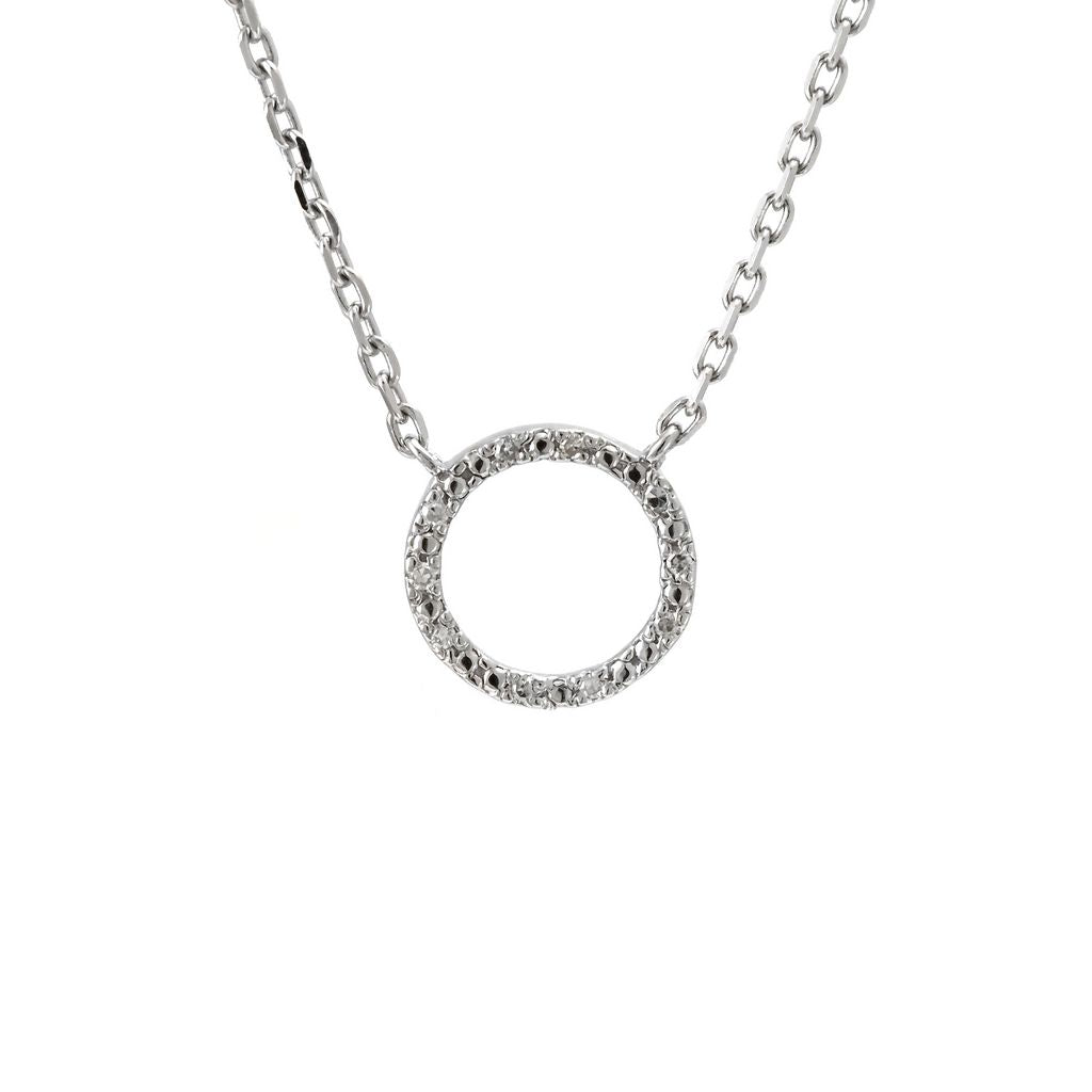 Collar plata, círculo con brillantes