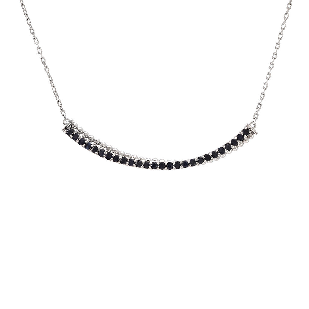 Collar plata, barrita con zafiros.