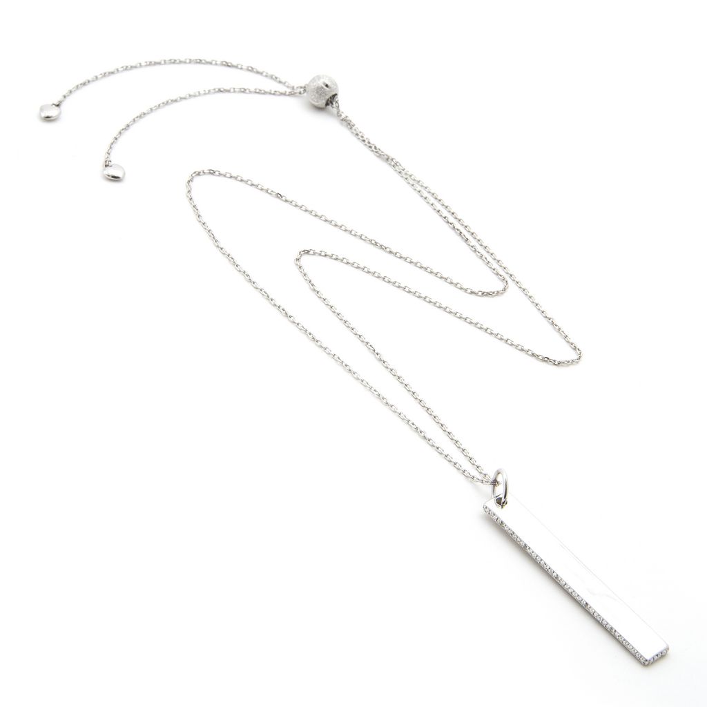 COLLAR PLATA BARRA Y BRILLANTES AJUSTABLE