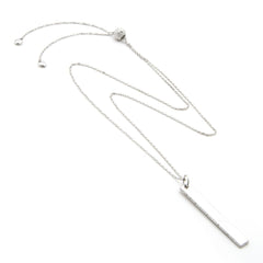 COLLAR PLATA BARRA Y BRILLANTES AJUSTABLE