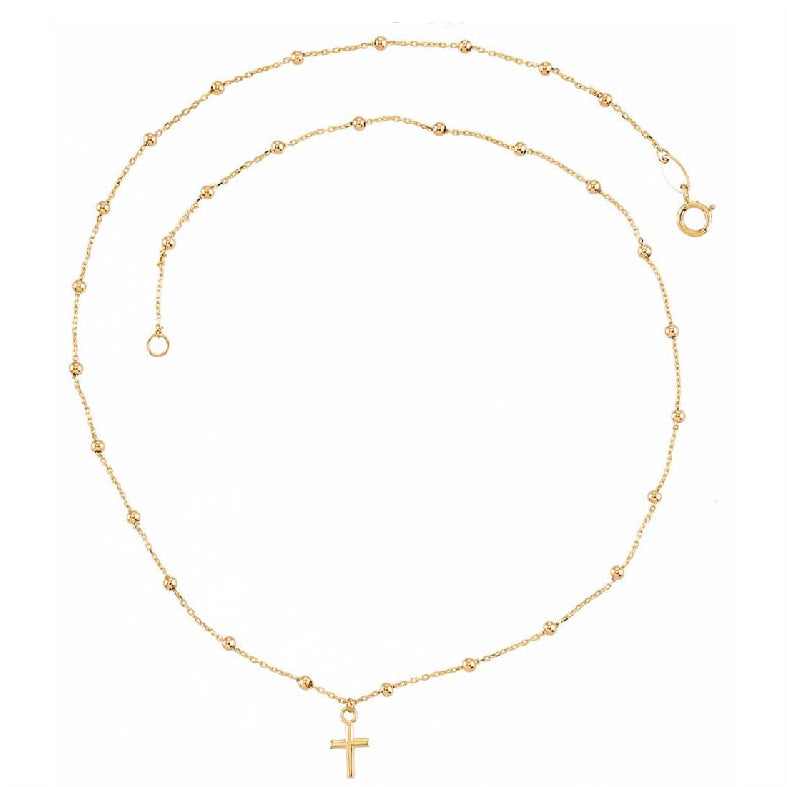 Collar Bolitas con Cruz Mini
