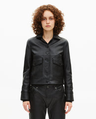 BLOUSON FEMME EN CUIR AVEC BLASONS