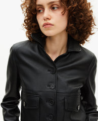 BLOUSON FEMME EN CUIR AVEC BLASONS