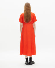 ROBE LONGUE MANCHES COURTES BOUTONNEE FENDUE DEVANT