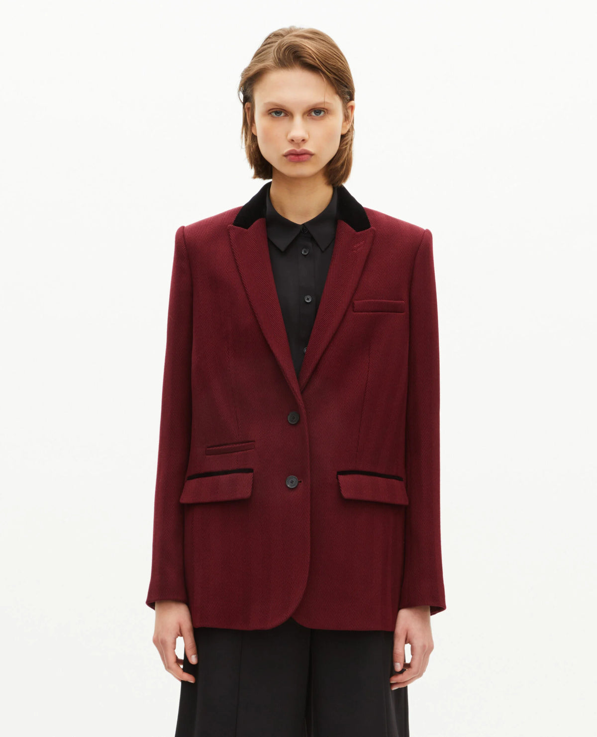 VESTE CLASSIQUE COL VELOURS FEMME
