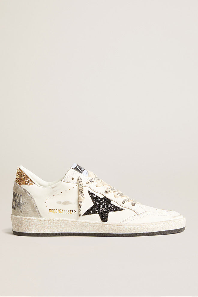 BALLSTAR LEATHER UPPER AND TOE GLITTER STAR AND HEEL SUEDE SPUR