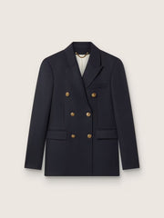 GOLDEN W'S DOUBLE BREASTED BLAZER COMPACT GABARDINE WOOL