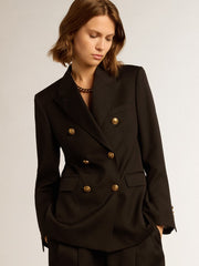 GOLDEN W'S DOUBLE BREASTED BLAZER LIGHT DRY WOOL GABARDINE