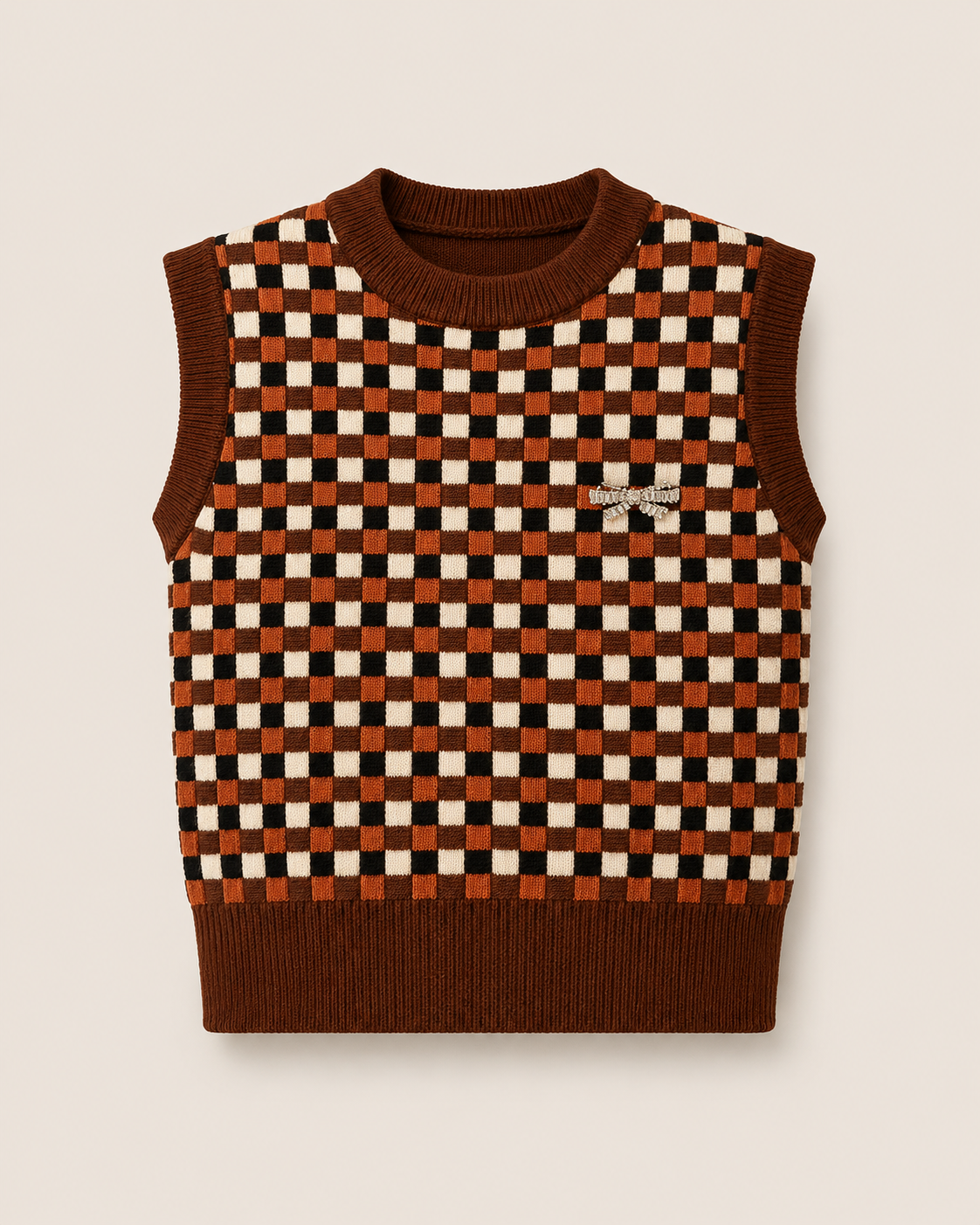 JOURNEY W'S KNIT VEST ROBY WOOL CHESS