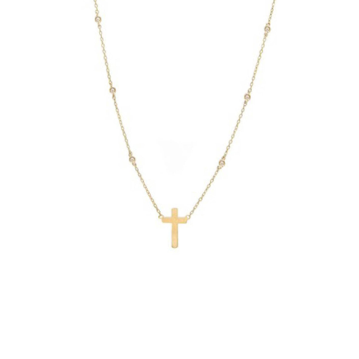 COLLAR ORO CRUZ Y BRILLANTES EN CADENA