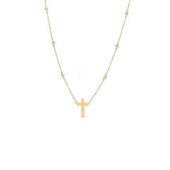 COLLAR ORO CRUZ Y BRILLANTES EN CADENA