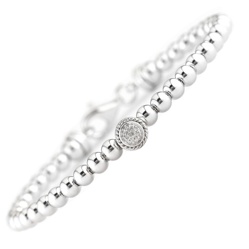 Pulsera plata, centro con brillantes