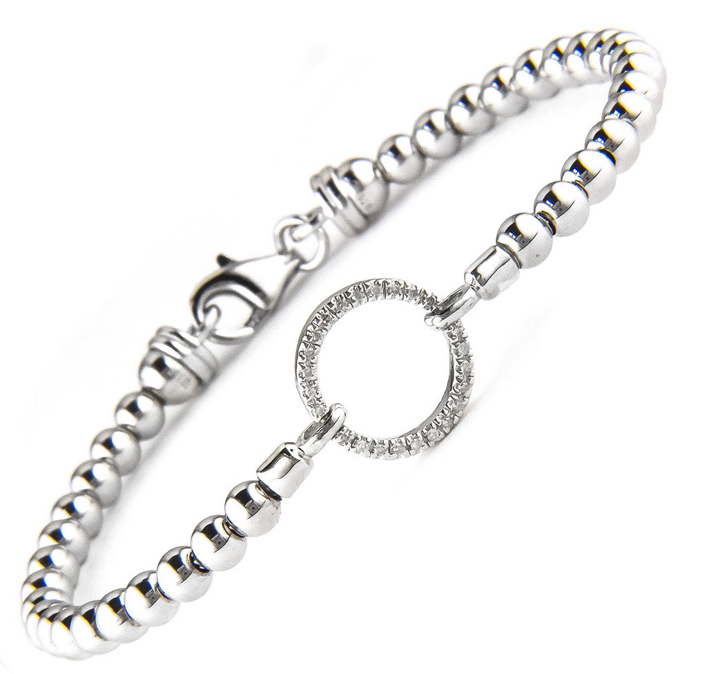 Pulsera plata, círculo brillantes