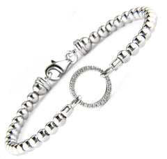 Pulsera plata, círculo brillantes