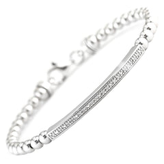 Pulsera plata, barra con brillantes