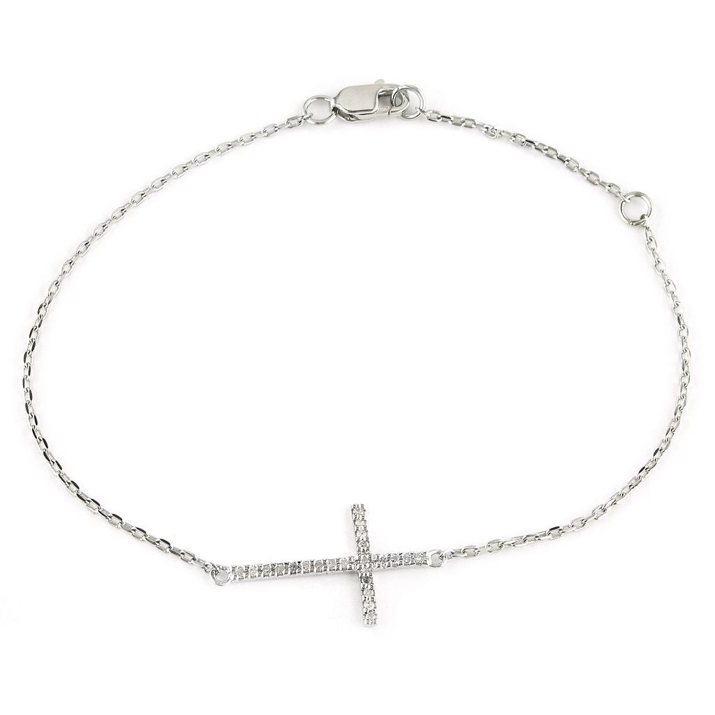PULSERA PLATA CRUZ DE BRILLANTES