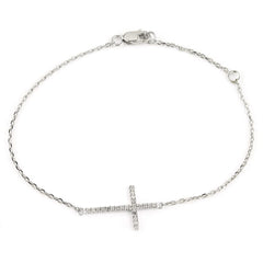 PULSERA PLATA CRUZ DE BRILLANTES