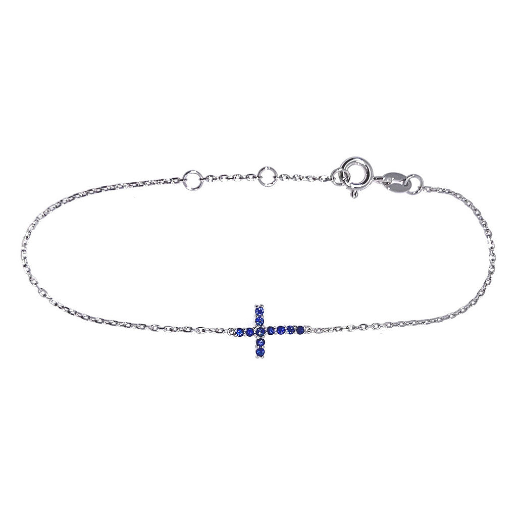 PULSERA PLATA CRUZ DE ZAFIRO